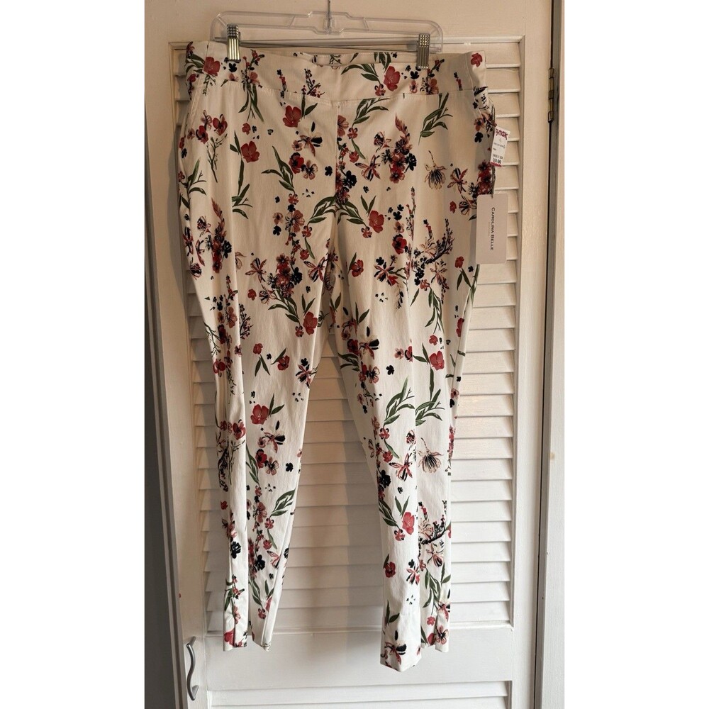 NWT Women's floral Capri ankle Pants Sz 18W cottage core pull-on Carolina Belle